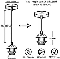 Hanging Light Fixture -light bulb holder size - Pendant Light Kit-light socket-e27 pendant lighting