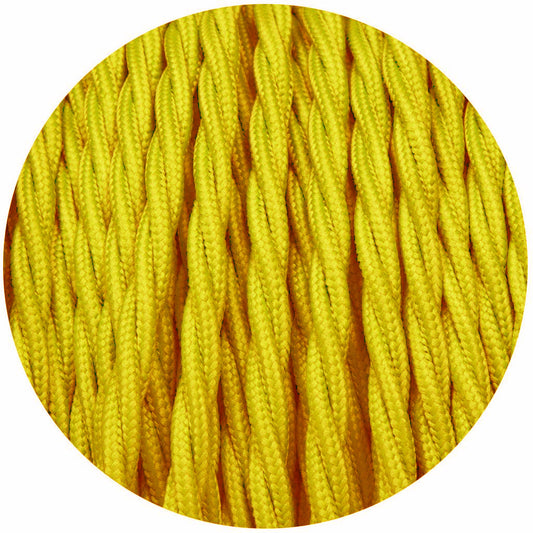 18 Gauge 3 Conductor Twisted Cloth Covered Wire Braided Light Cord Yellow