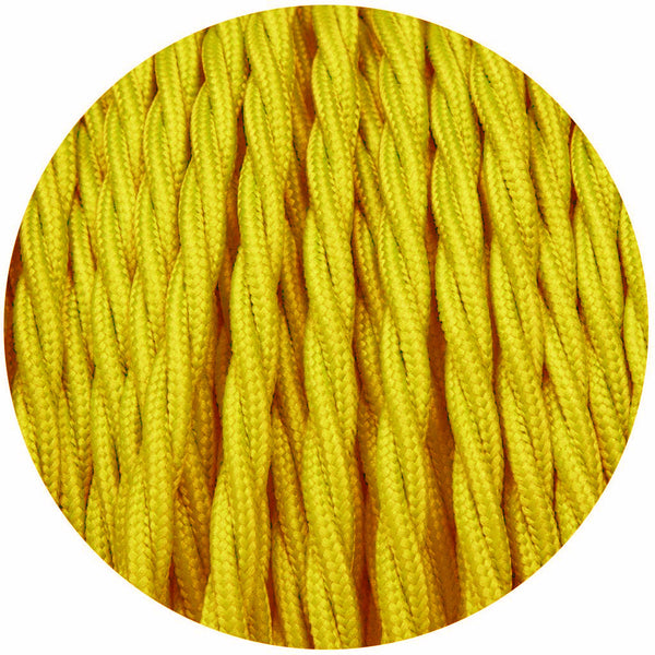 18 Gauge 2 Conductor Twisted Cloth Covered Wire Braided Light Cord Yellow