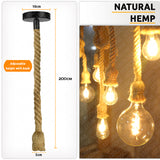 hanging lamp with plug-2m Pendant Rope Light Cord-hanging lamp- E26 Socket-rustic rope lighting