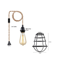 Fabric Hemp Flex Cable kit Black Plug In Pendant Lamp Light E26 Fitting Vintage Lamp