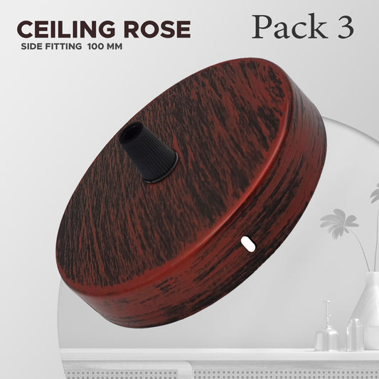 Rustic Red Ceiling Rose Pendant Light fitting 3  Pack