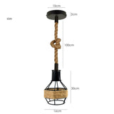 Vintage Hemp Cage Chandelier Hanging Lamp Rope Pendant Light