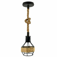 Vintage Hemp Cage Chandelier Hanging Lamp Rope Pendant Light