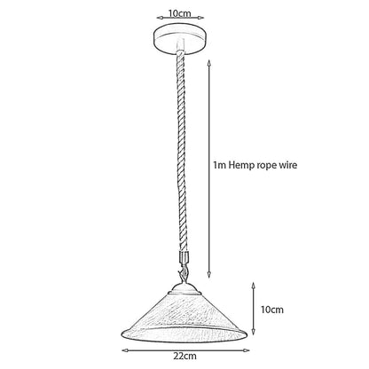 metal hemp rope cone pendant light.JPG