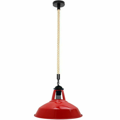 Red metal hemp rope pendant light.JPG