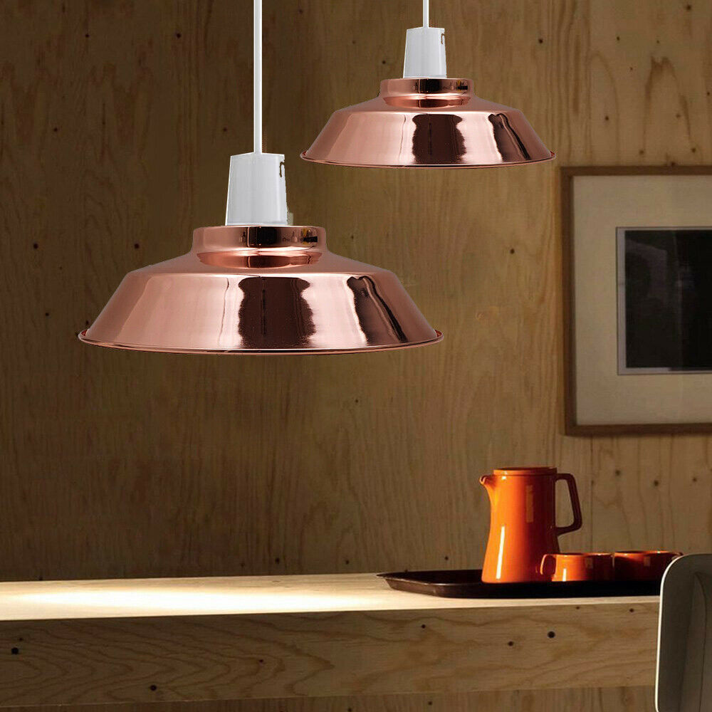 Rose Gold Metal Easy Fit Lamp Shade for cafe.JPG