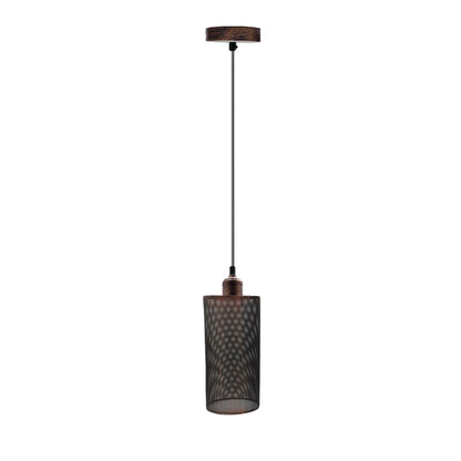 Industrial Vintage Metal Cage Cylinder Pendant Light Fixture