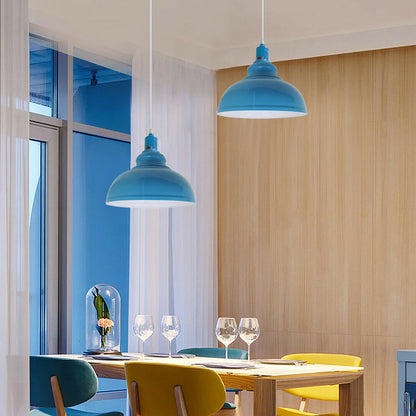 Industrial Metal Curvy Hanging Pendant Light