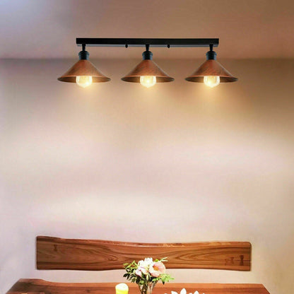  Vintage 3-Way Cone shades Flush mount Lights - Application image