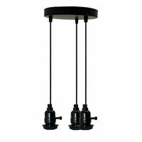 3 Way Ceiling Metal Black Lamp Holder with switch - Hanging Pendant Light Kit - Kitchen Lighting