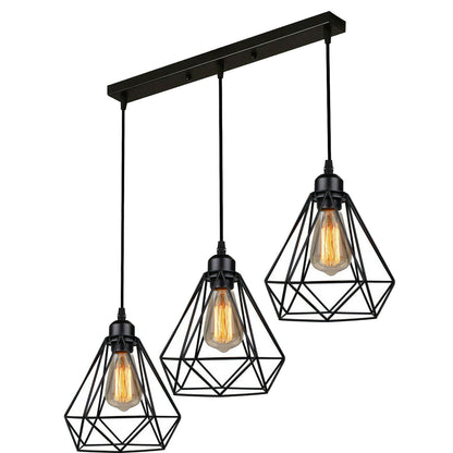 Vintage Geometric Pendant Light Cage Farmhouse Light Fixture