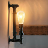 Black Steel Pipe Wall Vintage Industrial Retro Style Lamp Light~1336