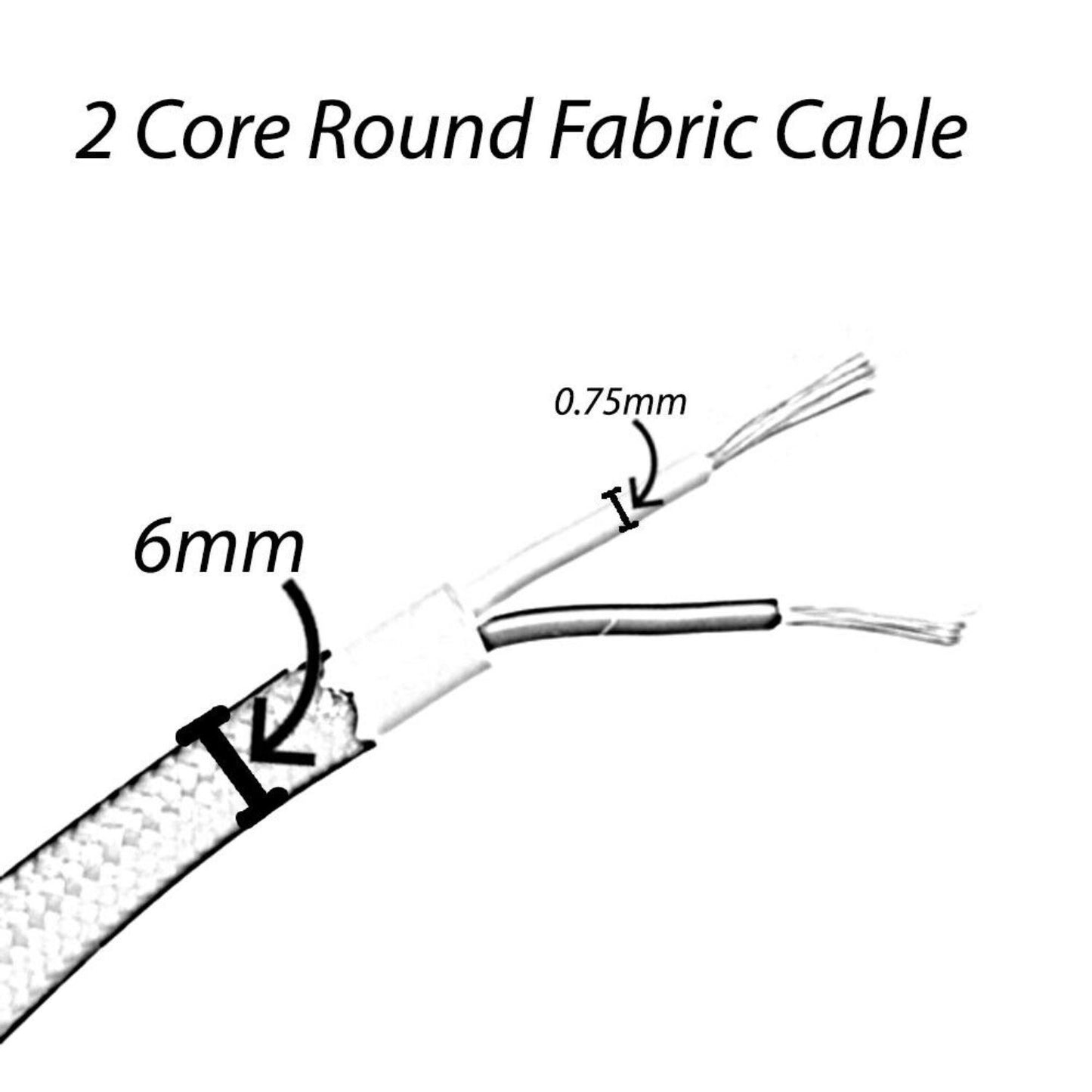 2-Core Electrical Round Cable with Grey Color fabric finish