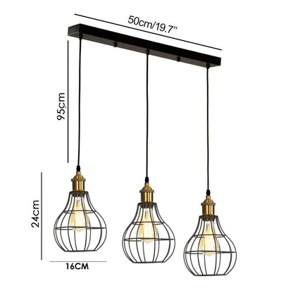 Vintage Industrial Wire Cage Style Retro Ceiling Pendant Light 3 Head Ceiling Lamp~1451