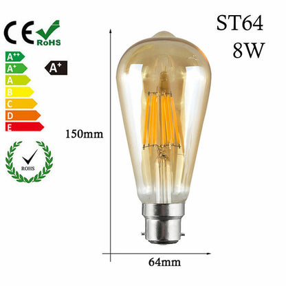 ST64 E26 8W Vintage LED Retro Light Bulb 3 Pack
