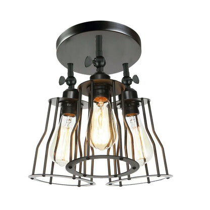 3-Way Black Flush Mount Ceiling Light