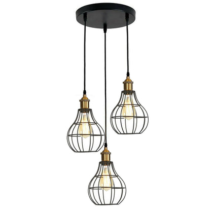 Vintage Industrial Wire Cage Style Retro Ceiling Pendant Light 3 Head Ceiling Lamp~1451