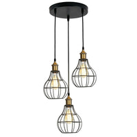 Vintage Industrial Wire Cage Style Retro Ceiling Pendant Light 3 Head Ceiling Lamp~1451