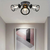 Ceiling Light 3 Shade Modern Industrial Vintage Cage Style Fitting Metal Flush Mount~1377