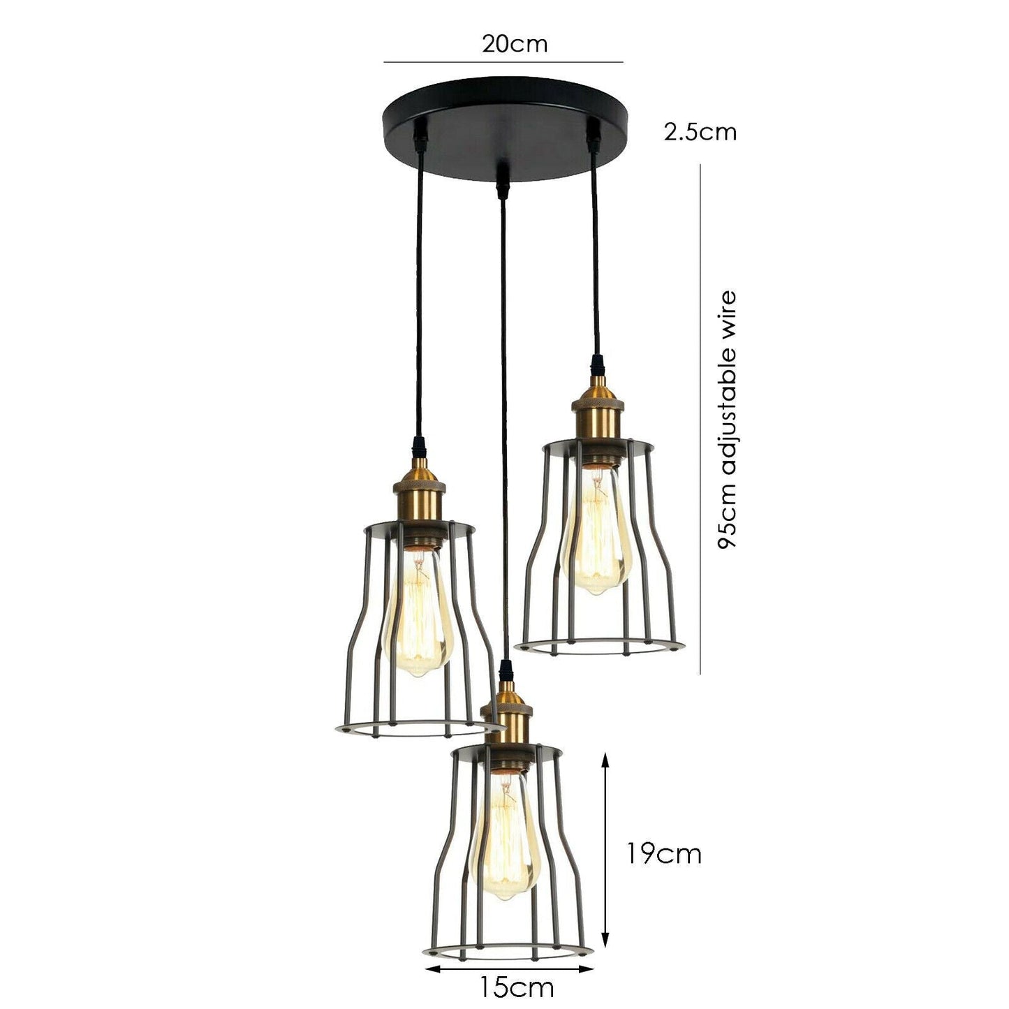 Modern 3-Wire Cage Ceiling Pendant Light