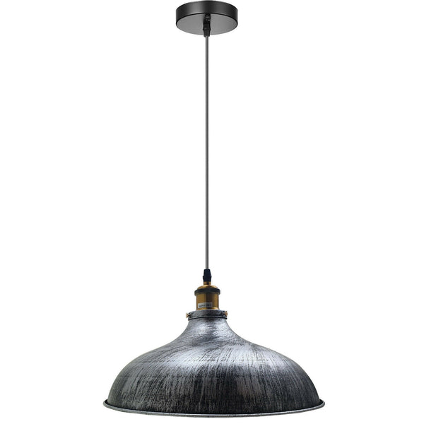 Brushed Silver Metal Industrial Hanging Pendant Lighting Adjustable Hanging Barn Light~1432
