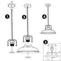 Vintage Pendant Ceiling Shade with chain Industrial Light Retro Metal Lamp~1546