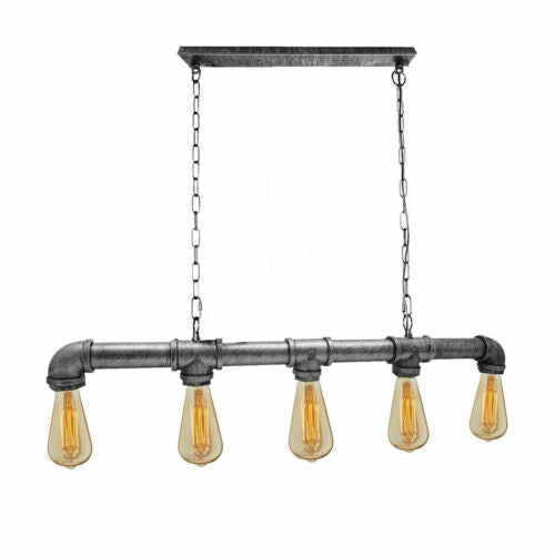 5-Head Water-Pipe Ceiling Light in Brushed Silver