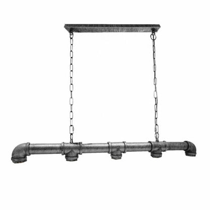 5-Head Water-Pipe Ceiling Light in Brushed Silver