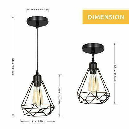 Vintage Geometric Pendant Light Cage Farmhouse Light Fixture