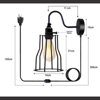Black Metal Plug in Wall Lamp Gooseneck Wall Sconce Wire Cage 4m Wire with dimmer switch~1539