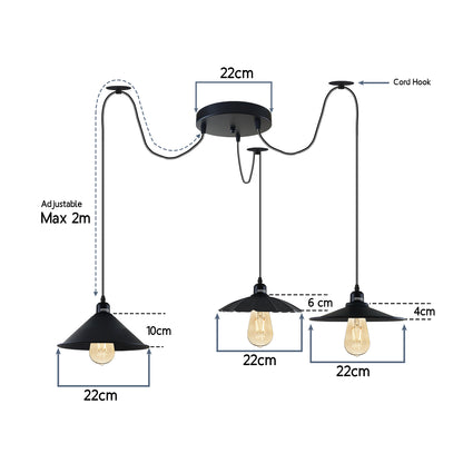 Industrial Three-head Metal Shade Spider Pendant Light