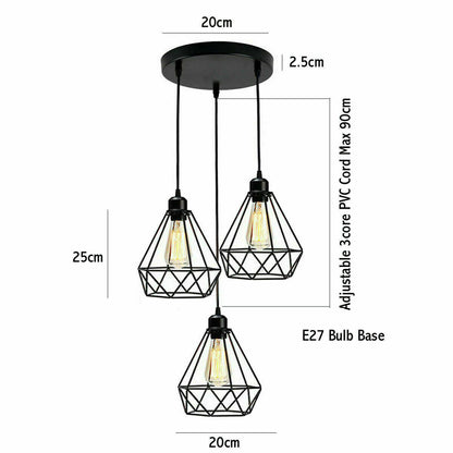 Vintage Geometric Pendant Light Cage Farmhouse Light Fixture