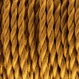 18 Gauge 2 Conductor Twisted Cloth Covered Wire Braided Light Cord Gold