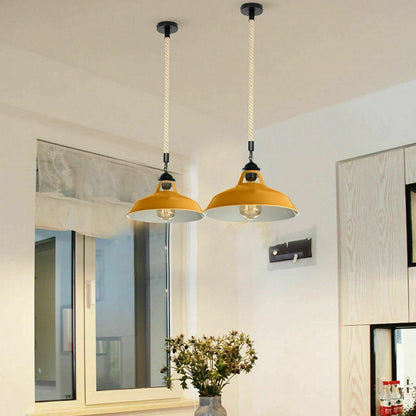 Yellow metal hemp rope pendant lights.JPG
