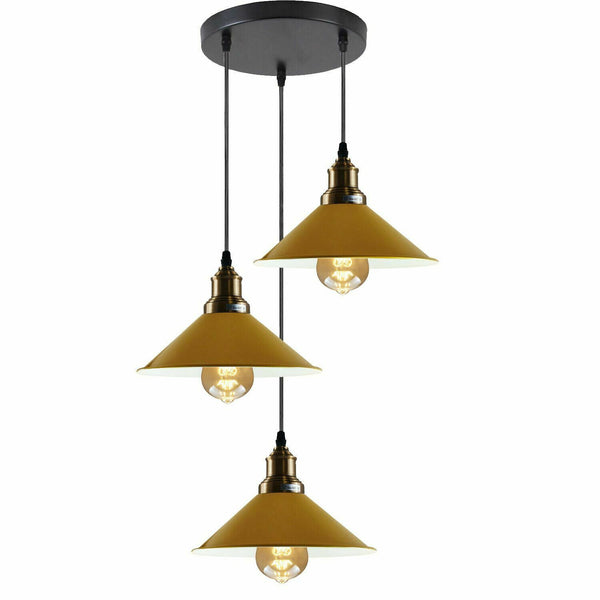 Vintage 3-Light Pendant Fixture Cone Light