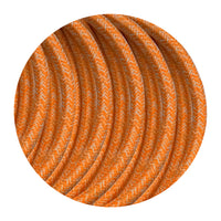 18 Gauge 3 Conductor Round Cloth Covered Wire Braided Light Cord Orange Multi Tweed
